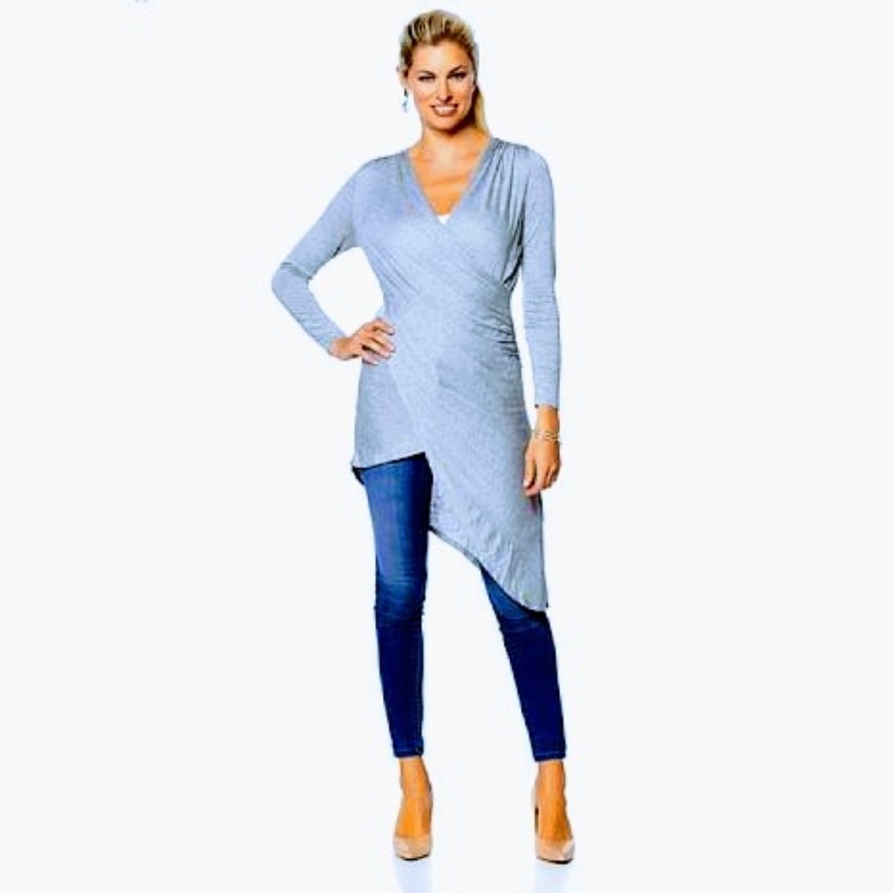 Rhonda Shear Long Sleeve Draped Top